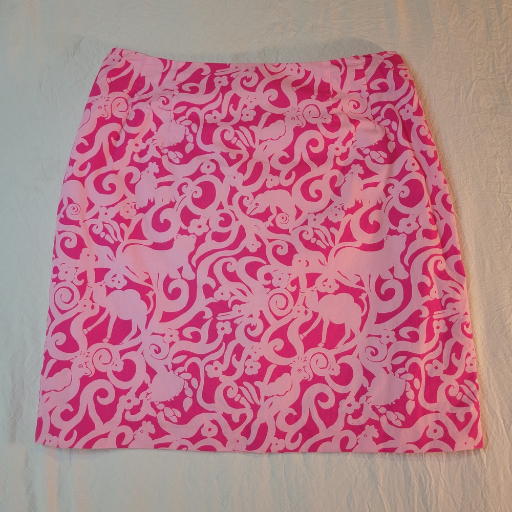Lilly Pulitzer Vintage Pink Animal Print Skirt - Womens Size 8